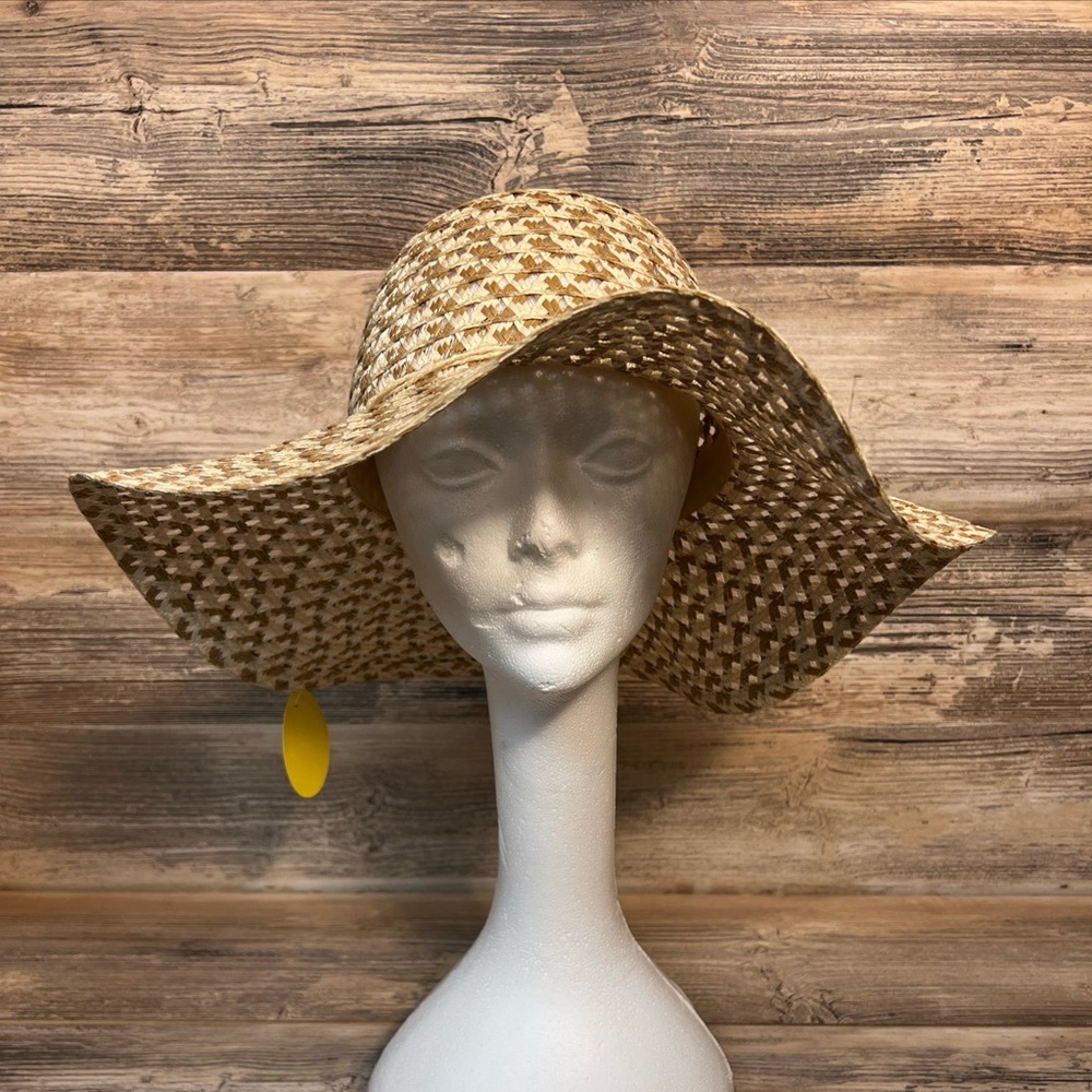 Jacobson Hat Ladies Natural/Wheat Sun Hat Floppy Wide Brim  NWT